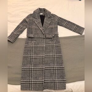Lovers + Friends Black and White Plaid Trench Coat